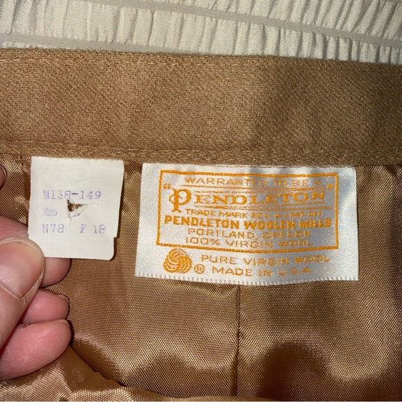 Vintage Pendleton Tan Wool Midi Skirt 2/4 - Picture 4 of 8